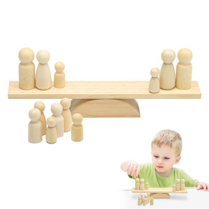 Promise Babe Wooden Baby Toys Balance Counting Toys Math Games Unfinished Wooden Peg Dolls Preschool Learning Educational Montessori Toys For Kids Toddlers