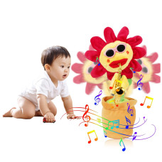 Dancing Sunflower Singing Talking Repeating Recording Glowing Saxophone Soft Plush Flower Toy 120 Songs Musical Funny Gift For A