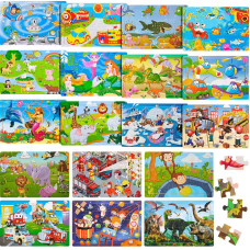 18 Pack 30 Pieces Puzzles For Kids Ages 38 Wooden Kids Puzzles Toddler Puzzles Ages 35 Educational Learning Toys Set For Kids