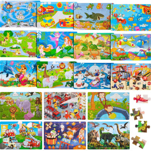 18 Pack 30 Pieces Puzzles For Kids Ages 38 Wooden Kids Puzzles Toddler Puzzles Ages 35 Educational Learning Toys Set For Kids