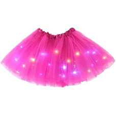 Bybyseno Girl Tutu Skirt Light Up Led Ballet Tutu Skirt 28 Years Fluffy Ballet Dress Up Costume For Kids Party 3Layer Multico