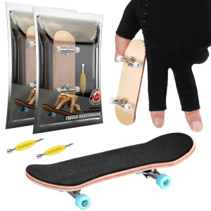 Charniol 2 Pieces Wooden Finger Skateboard Park Mini Finger Skateboard Toy Professional Skateboard Finger Boards With Mini Screw