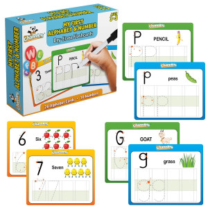 Channies My First Dry Erase Number And Alphabet Flashcards For Kids Ages 35 26 Visual Abc Flash Cards For Letter Tracing 10