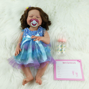 Zlgkjk 18 Reborn Sleeping Baby Doll Realistic Full Body Silicone Vinyl For 3 Year Old Girls Lifelike Doll Gift For Kids