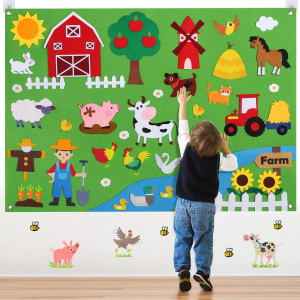 Gc Farm Animals Felt Board Story Set For Toddlers 84Pcs Preschool Storytelling Flannel Classroom Educational Learning Play Kit