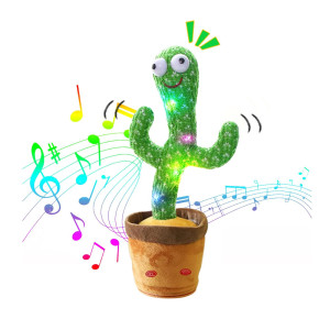 Bighaki808 Talking Cactus Toy Dancing Cactus Repeats What You Say Electronic Dancing Cactus With Lighting Recording Mimicking C