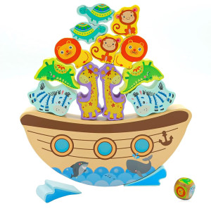 Aluabi Board Games For Kids Adults Noahs Ark Wooden Balance Stacking Toys Stacking Blocks Balance Game Bible Story Toys Bap