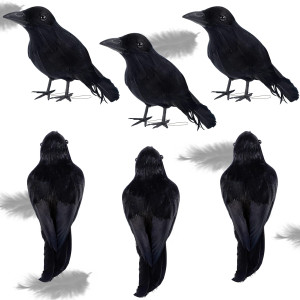 Atdawn Halloween Birds Black Feathered Crows Realistic Looking Halloween Decoration Birds 67