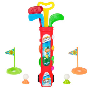 Liberry Kids Golf Clubs Set Golf Toy With 1 Golf Cart 3 Golf Clubs 2 Practice Holes 2 Golf Tees 6 Balls Outdoors Exercise