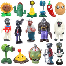 Jhesao 16Pcs Plants Pvz Toys Set Figurines Zombies Series Pvz Plush Pvc Toys New Great Gifts For Kids And Fans Birthday And Pa