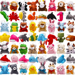 56 Pack Mini Plush Animals Toys Bulk Small Stuffed Ocean Animal Toy Set Keychain Decoration For Claw Machine Birthday Party F