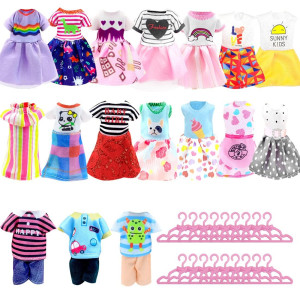 20 Pcs Doll Clothes And Accessories 10X Clothes 10X Mini Hangers For Chelsea Dolls For Girls Granddaughter Ages 612 Gifts