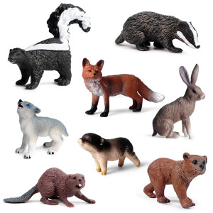 Rcomg 8Pcs Forest Animal Baby Figures Woodland Creatures Figurines Set Miniature Toys Cake Cupcake Topper Easter Eggs Educati