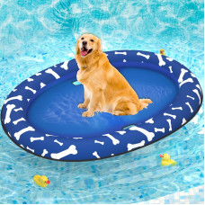 Pet Soft Dog Float Raft Inflatable Dog Swimming Float For Summer Blue Bone