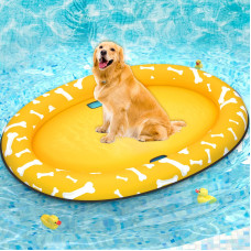 Pet Soft Dog Float Raft Inflatable Dog Swimming Float For Summer Bone Yellow