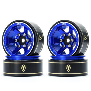 Treal Scx24 Wheels 10 Beadlock Wheels 4P Scalelook Concave Six Spoke Rim Crawler Wheels For Axial Scx24 Type D Blue