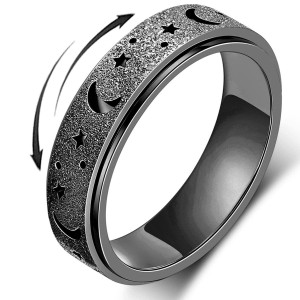 Amorartsky Spinner Ring For Anxiety Relief Fidgetanxiety Ring For Women Men Titanium Stainless Steel Spinner Ring 5 Colors 6Mm