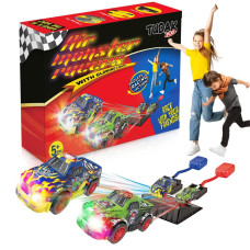 Light Up Dueling Car Racers For Kids 2 Monster Cars 2 Launch Pads With Beautiful Flashing Led Lights Perfect Toy Gift For