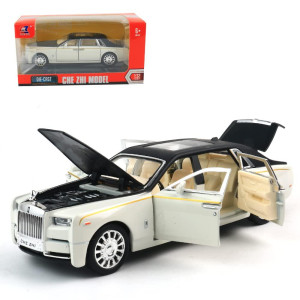 Diecast Cars 132 Scale Rollsroyce Phantom Model Car Zinc Alloy Pull Back Toy Car With Sound And Light For Kids Boy Girl Gift