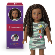 American Girl Truly Me 18Inch Doll 123 With Brown Eyes Blackbrown Tendrils Deep Skin Camo Tshirt Dress For Ages 6