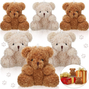 6 Pieces Mini Bear Plush Stuffed 4 Inch Small Bear Bulk Animal Toys For Baby Shower Party Favors Tiny Soft Bear Doll Gifts For G