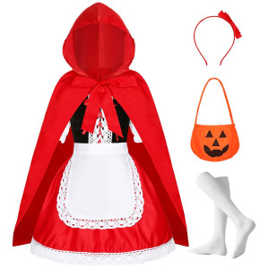 Little Red Riding Hood Costume Dress For Girls Kids Halloween Costumes Fairytale Storybook Character Cosplay En014L