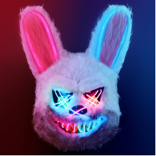 Zonesta Purge Mask Light Up Led Scary Furry Bunny Mask Bloody Plush Creepy Cosplay Halloween Costumes