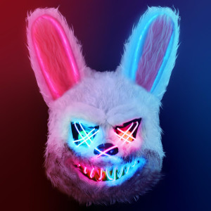 Zonesta Purge Mask Light Up Led Scary Furry Bunny Mask Bloody Plush Creepy Cosplay Halloween Costumes