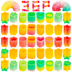 Johouse Mini Magic Springs 36Pcs Rainbow Platic Coil Spring Toy Fidget Stress Coil Mini Bulk Toys For Birthday Classroom Prize