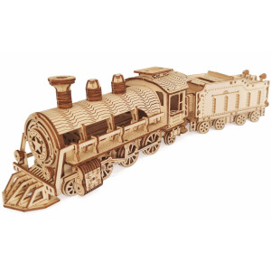 Ichony 3D Wooden Puzzle Diy Mechanical Steam Train Model Kits Wood Crafts Vehicle Building Model Wooden Stem Brain Teaser