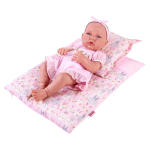 Doll Blanket And Pillow Set With Pink Rabbit Print Bedding Padmattressblanket Cute Doll Accessories Includes 1 Mattress 1 Pill