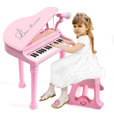 Conomus 31 Keys Piano Keyboard Toy For Kids Birthday Gift For 1 2 Year Old Girls Pink Musical Piano Toy For Toddlers With Micro