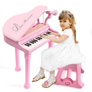 Conomus 31 Keys Piano Keyboard Toy For Kids Birthday Gift For 1 2 Year Old Girls Pink Musical Piano Toy For Toddlers With Micro