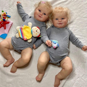 Anano 20 Inch Reborn Baby Dolls Toddler Girl Realistic Silicone Newborn Dolls Sweet Real Life Dolls For Babies Gray Twins 20