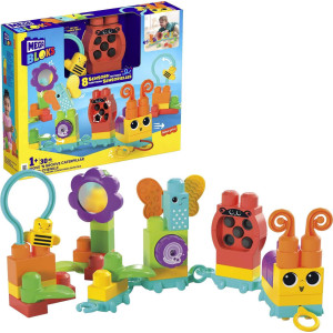 Mega Bloks Fisher Price Sensory Building Blocks Toy Move N Groove Caterpillar Train With 24 Pieces And Pull String Gift Ideas