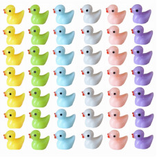 Kuanfine 60 Pcs Tiny Duck Figures Mini Resin Duck Miniature Bead Slime Charms For Dollhouse Garden Landscape Aquarium Decoration