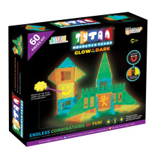 Tytan Tiles Glow In The Dark 60Piece Magnetic Tiles Building Set Diverse Multicolor Shapes Stem Toy Cars Creative Play St