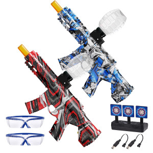 2 Set Electric Splatter Blaster Toy Outdoor Team Games Christmas Halloween Birthday New Year Gift For Ages 14 Redblue