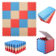 Tamiplay 16 Tiles Foam Play Mat 04 Inch Thicked Interlocking Floor Mats With Solid Colors Squares Baby Play Mat Eva Foam Puz