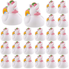 Sotiff 24 Pcs Unicorn Rubber Ducks Mini Rubber Ducks Bulk Small Rainbow Unicorn Duckies Toys For Girls Boys Birthday Pool Party