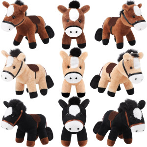 Zomiboo 9 Pack Horse Stuffed Animals Horse Plush Toy Standing Stuffed Horse 4 Inch Mini Plush Horse With Detachable Chain For An