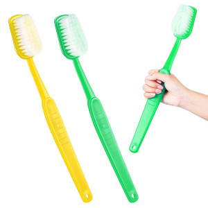 Ireer 2 Pieces Giant Toothbrush Prop Large Toothbrushes Big Brush Oversized Gag Novelty Toys For Costume Take Picture Comedy Party Favors Pet Grooming Brush(Green, Yellow)