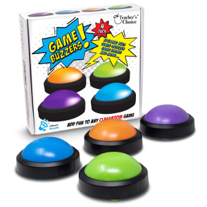 Teachers Choice 4 Pack Game Buzzers With Unique Loud Sounds For Each Buzzer Great For Trivia Games Family Feud Jeopardy Co