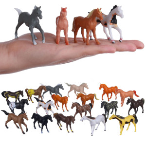 Flormoon Horse Figures 18Pcs Plastic Small Pony Animal Toys For Advent Calendar Science Project Learning Educational Toys Cak