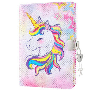 Wernnsai Sequins Pink Girls Girls Diary With Lock And Key 59 X 82 Diy Pink Girls Journal Notebook For Kids Girls Birth