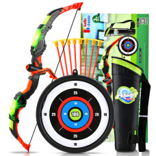 Bellochiddo Bow And Arrow For Kids 46 Kids Archery Set With Led Lights Includes 8 Suction Cup Arrows Target Quiver Indoo