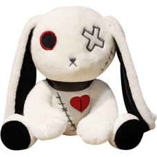 12In Creepy Goth Bunny Plush Crazy Rabbit Plushie Toys Spooky Bunny Stuffed Animal Doll For Halloween Easter Christmas Birthday