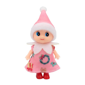 Wuleeuper Tiny Baby Elf Doll Christmas Miniature Elf Decoration Newborn Gift Baby Grow Girl And Boy Elf Dolls Pink Dress