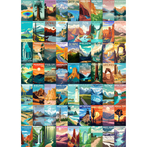 National Parks Puzzle For Adults 1000 Pieces Travel Poster Landscape Puzzle Including Zion Yellowstone Yosemite Nature Jigsaw