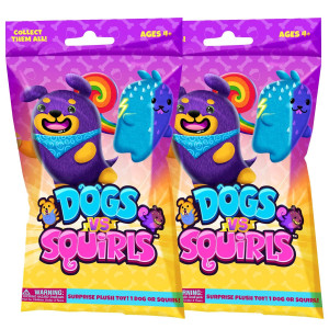 Dogs Vs Squirls Mystery Bag 2Pk 4 Supersoft Beanfilled Plushies Collect These As Stocking Stuffers Great For Adven